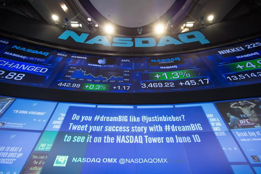 Photography showin NASDAQ's stock screens