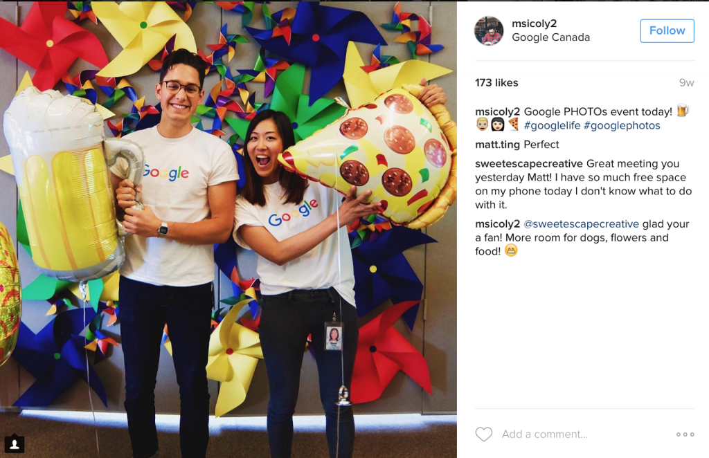 google canada employee generated content from event posted on instagram