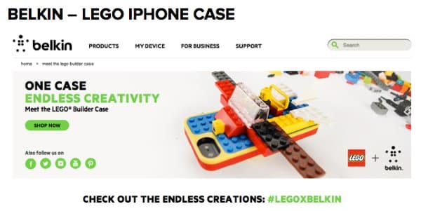 Belkin website #legoxbelkin user generated content campaign