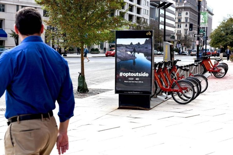 REI DOOH campaign #OptOutside using UGC