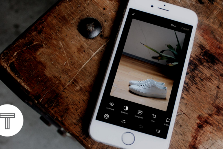 TINT logo next to a phone displaying an image of shoes