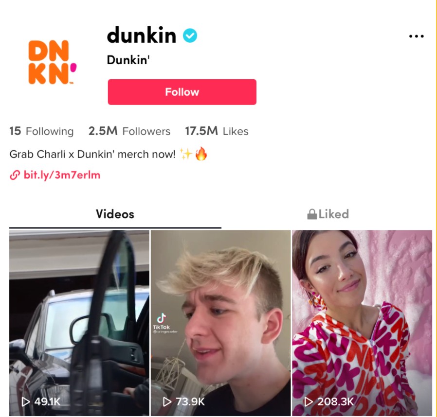 Dunkin' Tiktok feed 