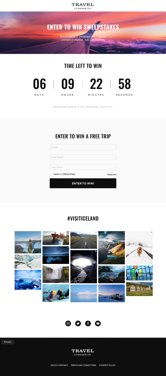 TINT Experience Builder Sweepstakes