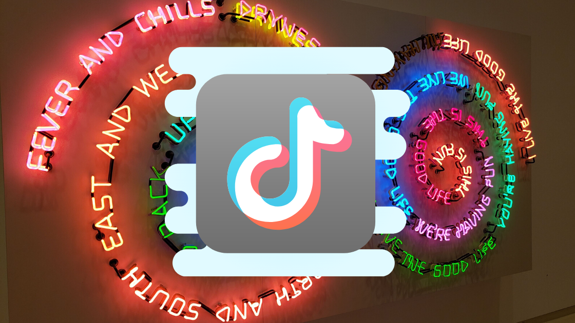 TikTok logo over neon