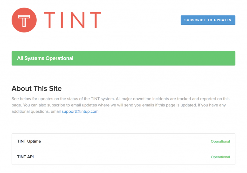 tint status page