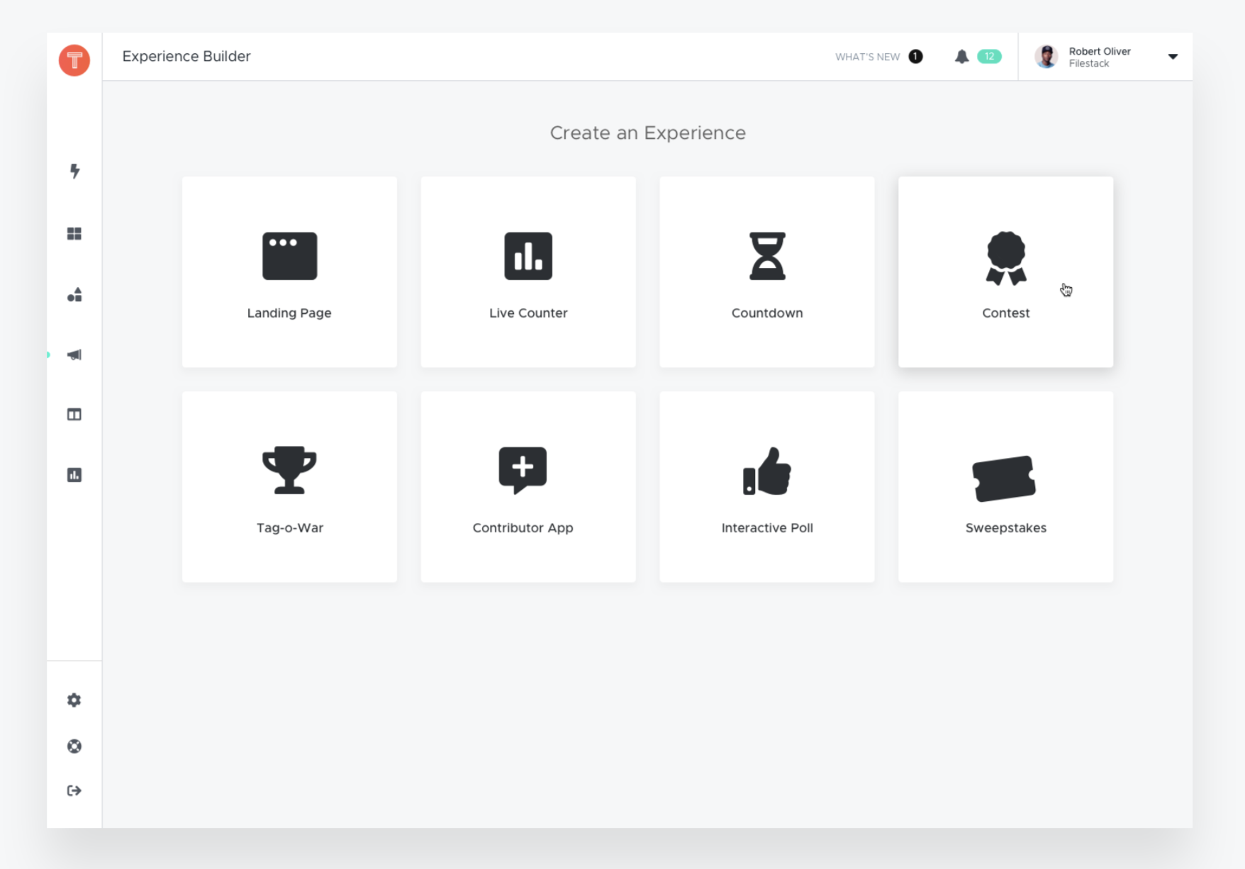 Screen shot of TINT Experience Builder Dashboard