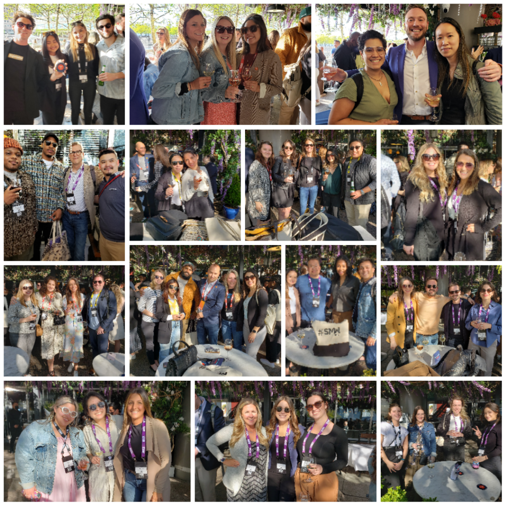 Collage of Social Media Week happy hour photos