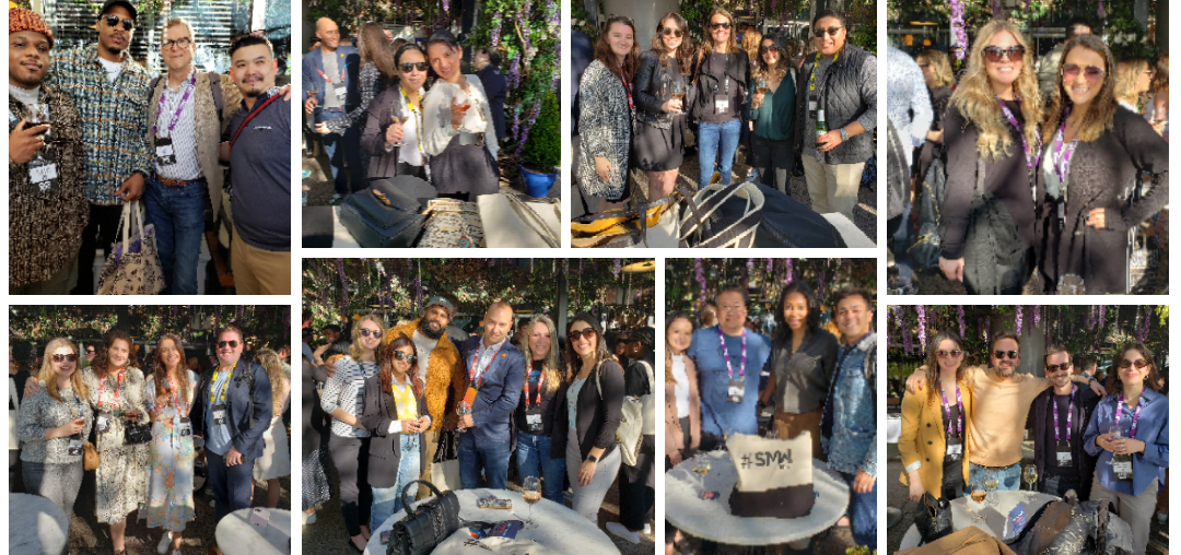 Collage of Social Media Week happy hour photos