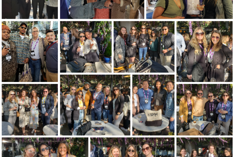 Collage of Social Media Week happy hour photos