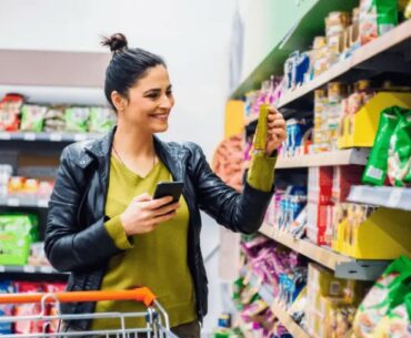 A woman shopping at a grocery store