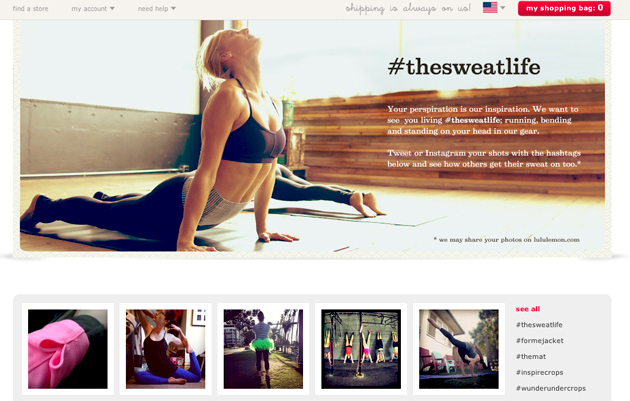 Screenshot of the Lululemon's website