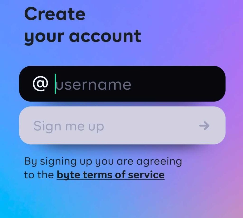 byte app account creation