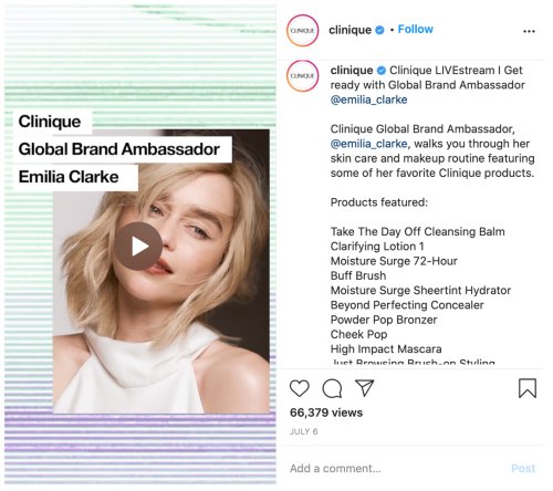 Clinique social commerce Example