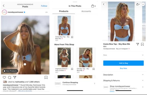 Monday Swimwear social commerce example