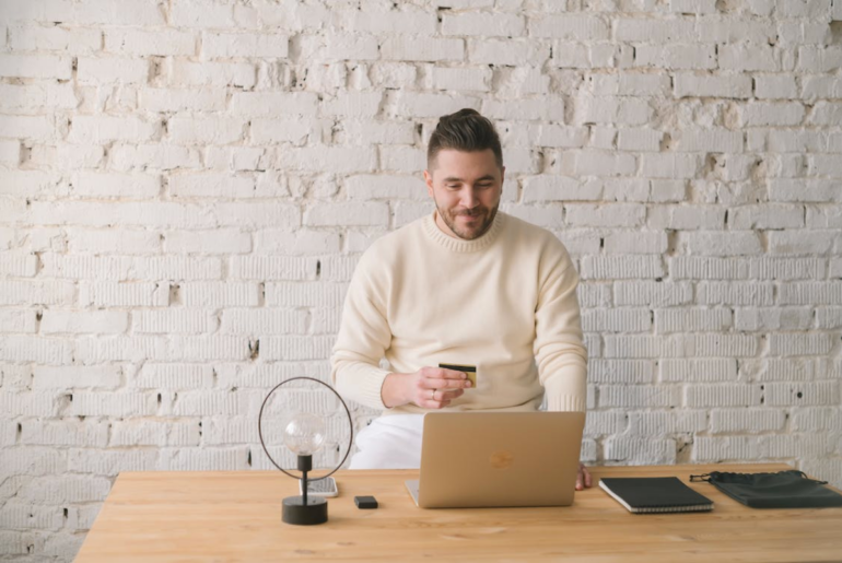 A man shopping online