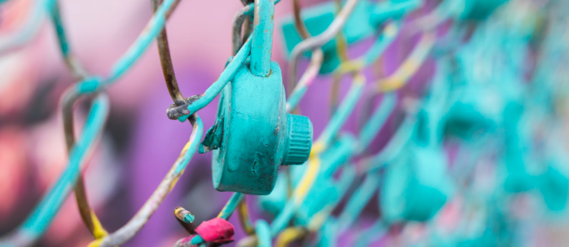 A teal padlock