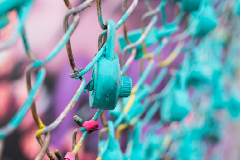 A teal padlock