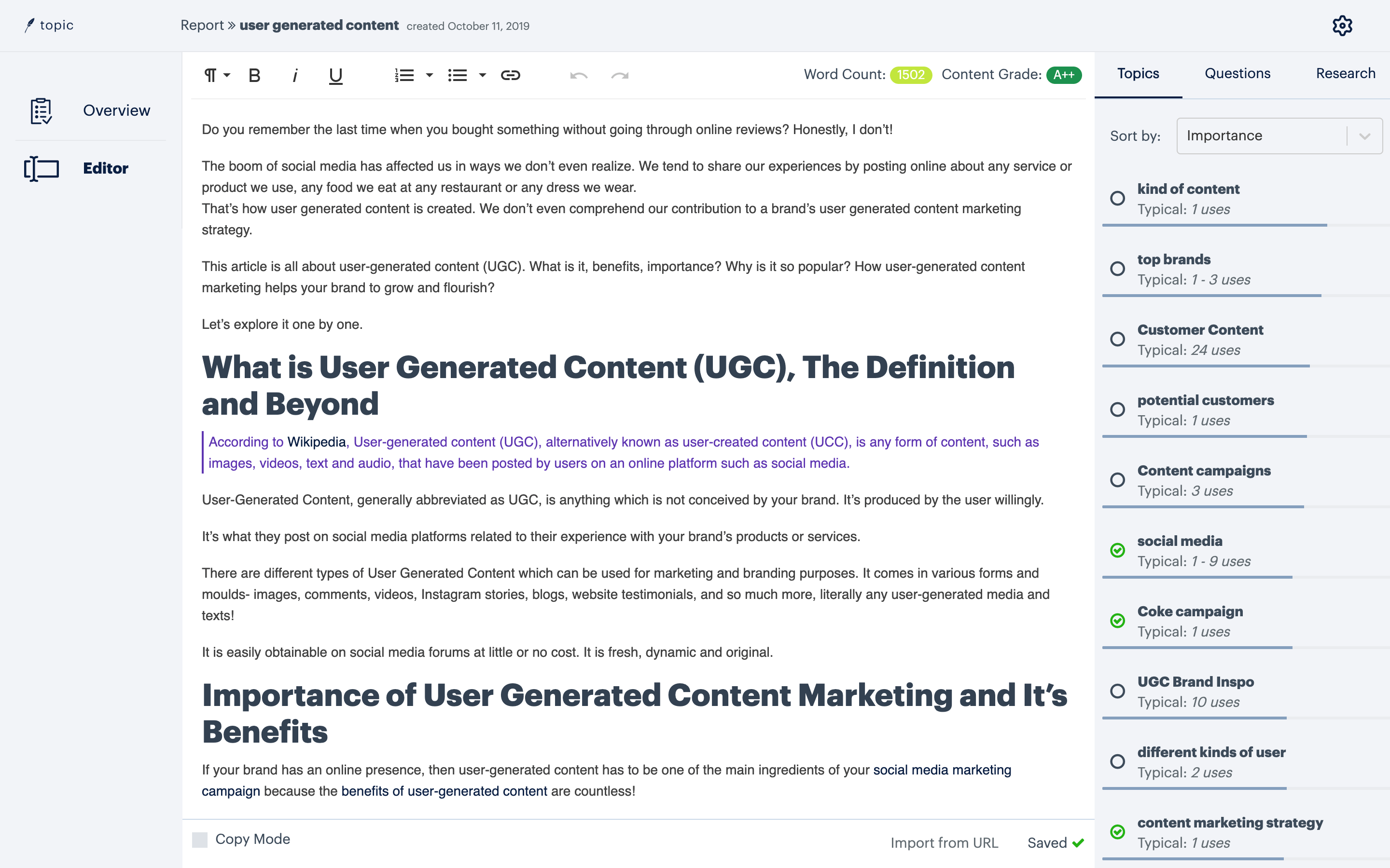 topic content optimization