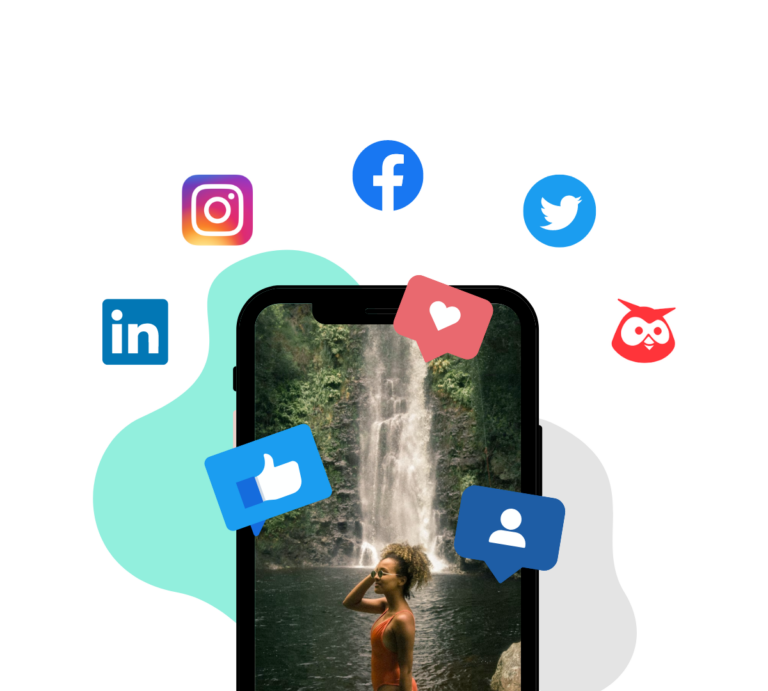 Facebook, LinkedIn, Instagram, Twitter, Hootsuite Amplify icons